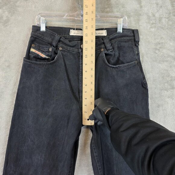 Vintage Diesel Jeans Mens 33 Black Saddle Button Fly Made in Italy 90s Denim - Picture 4 of 14